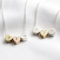 Personalised Mixed Sterling Silver Heart Beads Necklace