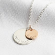Lisa Angel Hand-Stamped Personalised Sterling Silver Double Disc Pendant Necklace
