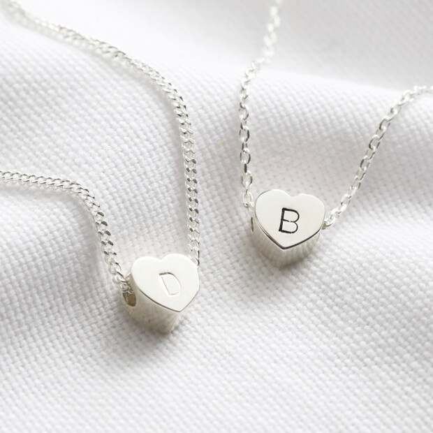 Personalised Sterling Silver Single Heart Bead Necklace