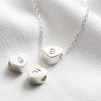 Lisa Angel Ladies' Hand-Stamped Personalised Sterling Silver Heart Bead Necklace