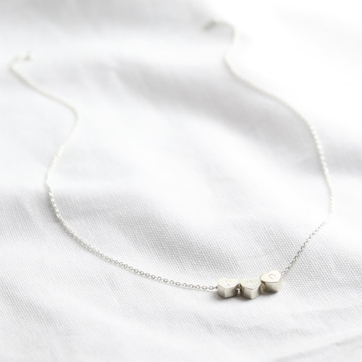 Lisa Angel Delicate Personalised Sterling Silver Heart Beads Necklace