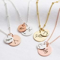 Personalised Constellation Double Disc Charm Necklace