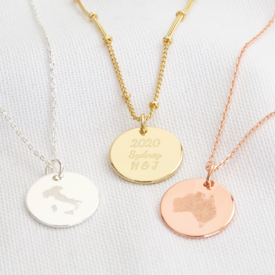Personalised Engraved Place Disc Necklace Lisa Angel