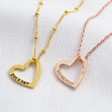 Lisa Angel Ladies' Personalised Gold Sterling Silver Hammered Heart Outline Necklace