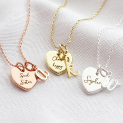 Personalised Heart and Initial Charm Necklace