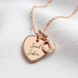 Personalised Rose Gold Heart and Initial Charm Necklace