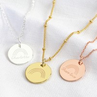 Personalised Rainbow Disc Charm Necklace