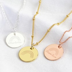 Personalised Rainbow Disc Charm Necklace