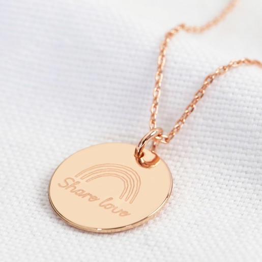 Personalised Rainbow Disc Charm Necklace