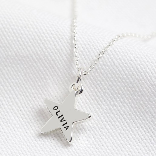 Personalised Name Silver Star Charm Necklace