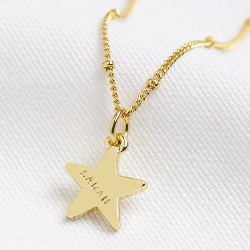 Personalised Name Gold Star Charm Necklace