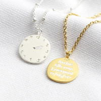 Personalised Gold Sterling Silver Family Clock Pendant Necklace