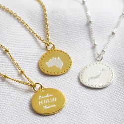 Personalised Sterling Silver Engraved Place Disc Necklace