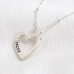 Personalised Sterling Silver Hammered Heart Outline Necklace