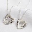 Lisa Angel Ladies' Personalised Sterling Silver Hammered Interlocking Hearts Necklace
