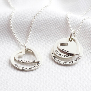 Personalised Sterling Silver Hearts and Hoops Necklace
