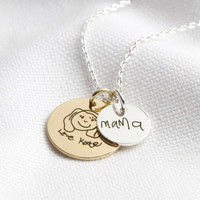 Personalised 'Your Drawing' Double Disc Charm Necklace