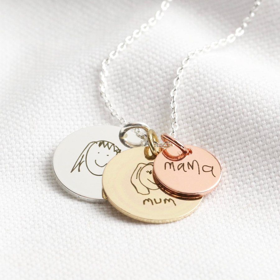 Personalised Drawing Double Disc Charm Necklace | Lisa Angel