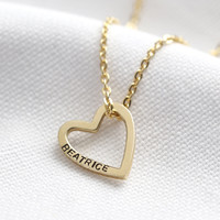 Personalised Solid Gold Heart Outline Necklace