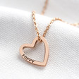 Lisa Angel Personalised Solid Rose Gold Heart Outline Necklace