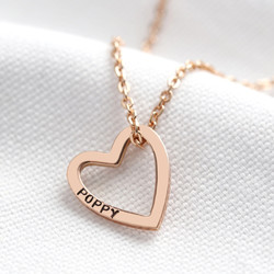 Personalised Solid Rose Gold Heart Outline Necklace