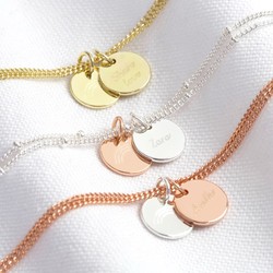Personalised Rainbow Double Disc Charm Bracelet
