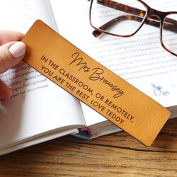 Personalised Teacher Meaningful Message Leather Bookmark