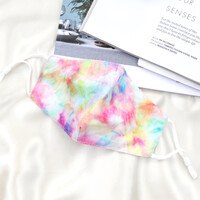 Child's Adjustable Pink Tie-Dye Fabric Face Mask