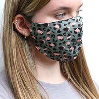 Adjustable Pink Leopard Print Fabric Face Mask