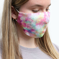 Adjustable Pink Tie-Dye Fabric Face Mask