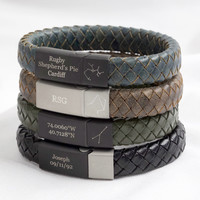 Men's Personalised Constellation Woven Leather Bracelet