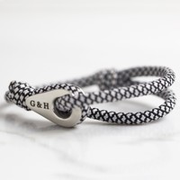 Men's Personalised Adjustable Black and White Rope Bracelet