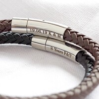Men's Personalised Anniversary 'Trigger Happy' Leather Bracelet