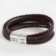Lisa Angel Men's Brown Personalised Layered Leather Straps Bracelet