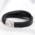 Lisa Angel Men's Black Personalised Layered Leather Straps Bracelet