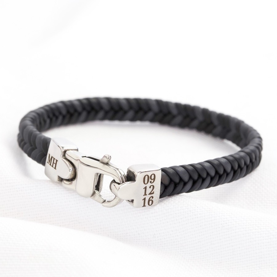 Men's Personalised Tight Braid Leather Bracelet | Lisa Angel