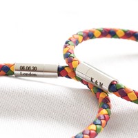 Personalised Slim Rainbow Braided Leather Bracelet