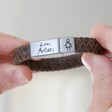 Personalised Men's Woven Leather Bracelet with Matt Clasp on Model