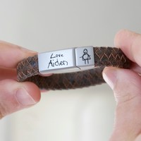 Men's Personalised Handwriting Woven Leather Bracelet
