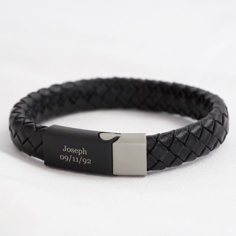 Men's Personalised Woven Leather Bracelet | Lisa Angel