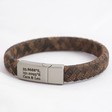 Men's Personalised Antiqued Woven Leather Bracelet in Brown
