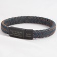 Men's Personalised Antiqued Woven Leather Bracelet in Navy