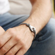 Men's Personalised Adjustable Black and White Rope Bracelet on Model