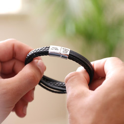 Men's Personalised Layered Leather Straps Bracelet