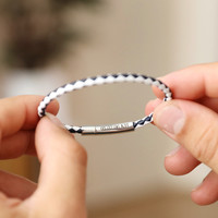 Men's Personalised Slim Woven Leather Bracelet
