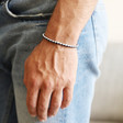 Men's Slim Monochrome Woven Leather Bracelet on Model