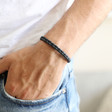 Men's Tight Braid Leather Bracelet in Grey on Model