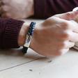 Personalised Men's Thick Woven Leather Bracelet in Black