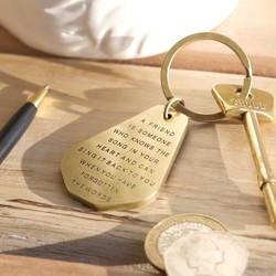 'A Friend is Someone' Antiqued Brass Keyring