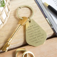 Engraved 'A Mum Is' Antiqued Brass Keyring